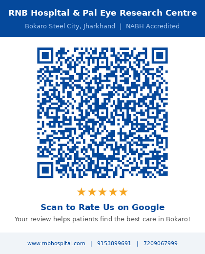 QR Code – Scan to write a Google Review for RNB Hospital Bokaro